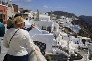 touristes santorini